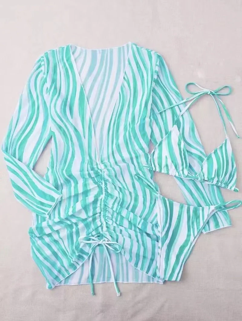 Lysandra | Striped 3-Piece Bikini Set - Image 14