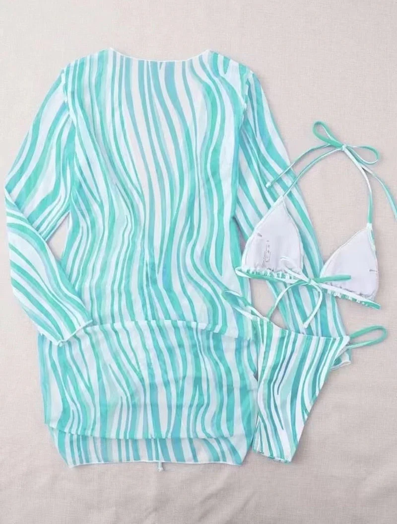 Lysandra | Striped 3-Piece Bikini Set - Image 15