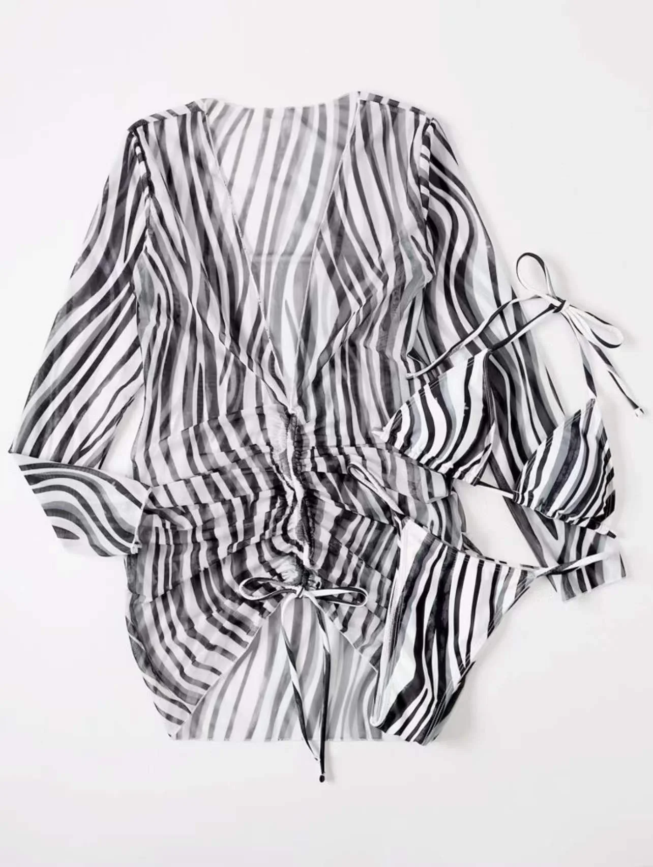 Lysandra | Striped 3-Piece Bikini Set - Image 3