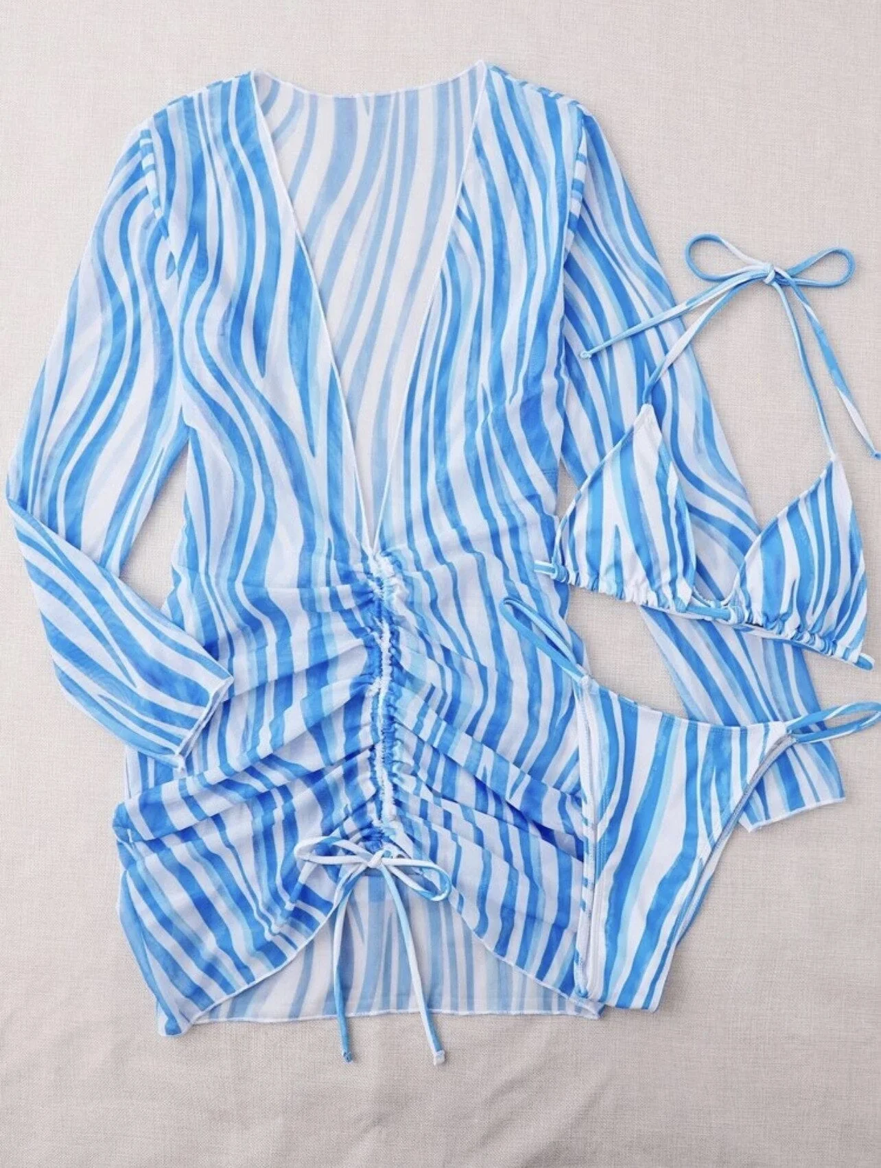 Lysandra | Striped 3-Piece Bikini Set - Image 9