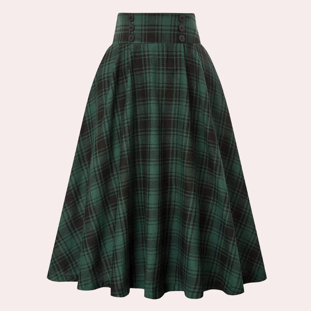 Braided midi-skirt - high-waisted women's checked skirt - Image 6
