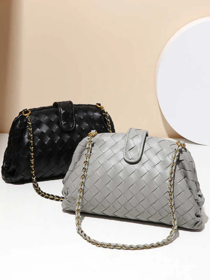 Woven shoulder bag for women - leather and elegant bag - Image 8