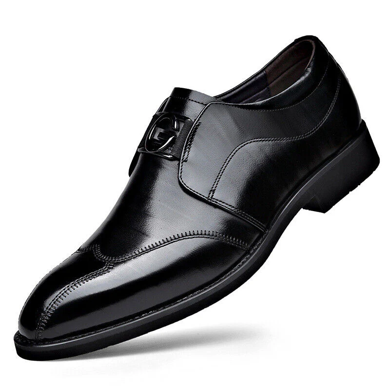 Men's Loafers - Genuine Leather - Glossy Finish - Metal Buckle - Slip-On Comfort - Image 5