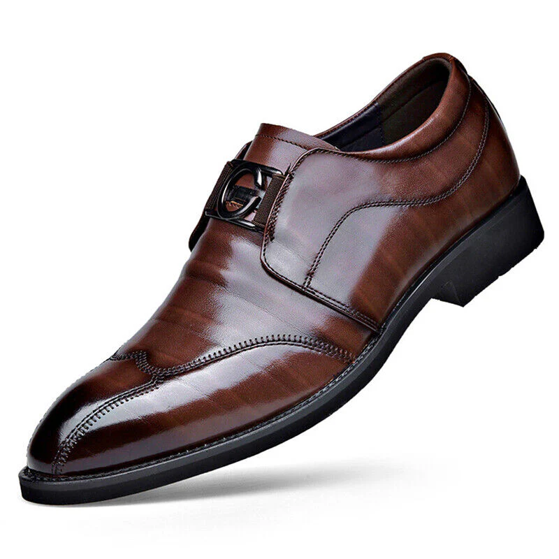 Men's Loafers - Genuine Leather - Glossy Finish - Metal Buckle - Slip-On Comfort - Image 6