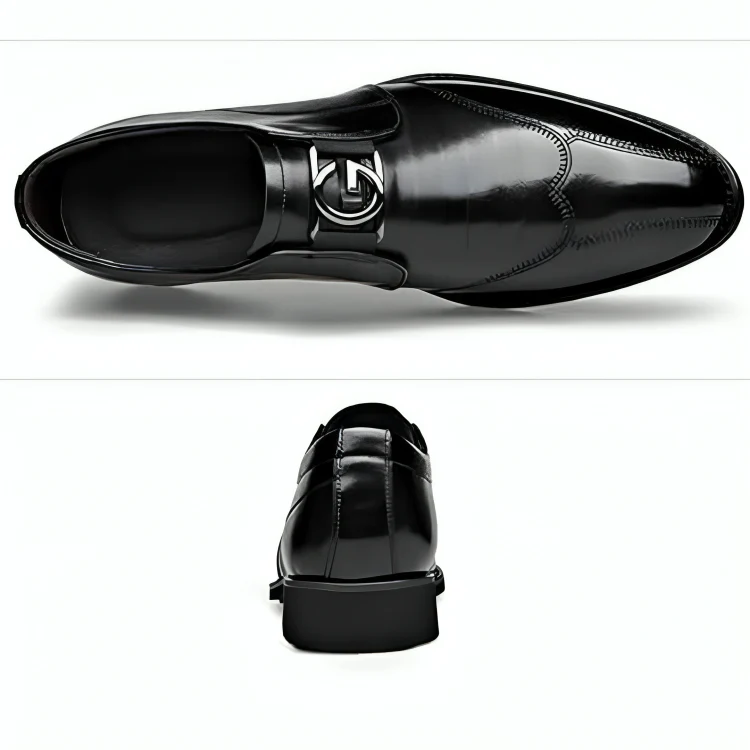 Men's Loafers - Genuine Leather - Glossy Finish - Metal Buckle - Slip-On Comfort - Image 7
