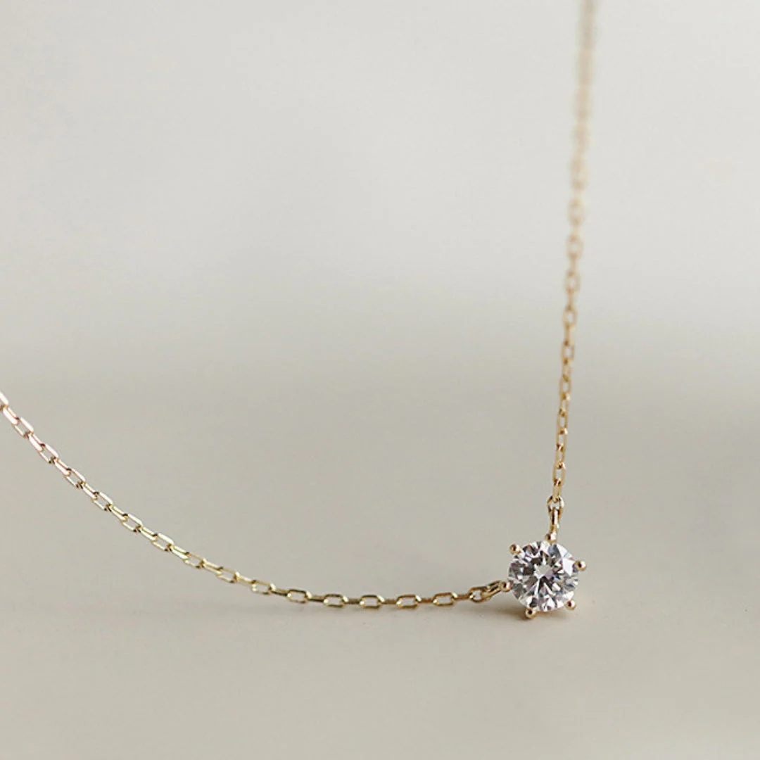 Ladies Necklace – Fine Link – Minimalist Design – With Single Gemstone - Image 2