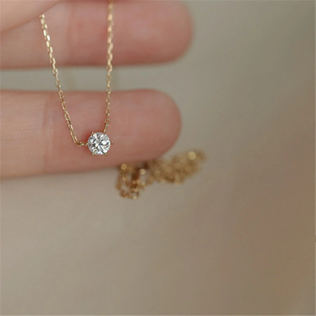 Ladies Necklace – Fine Link – Minimalist Design – With Single Gemstone - Image 3