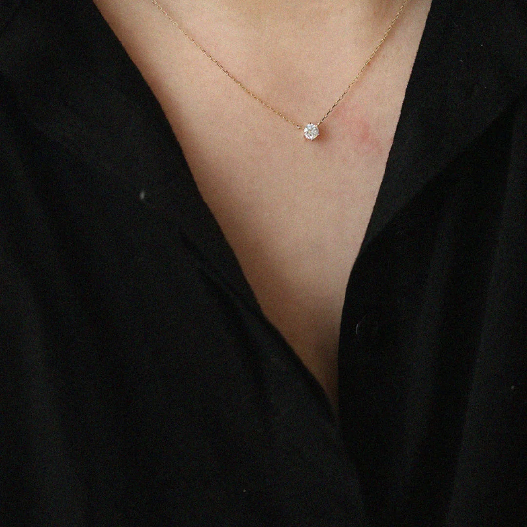 Ladies Necklace – Fine Link – Minimalist Design – With Single Gemstone - Image 6