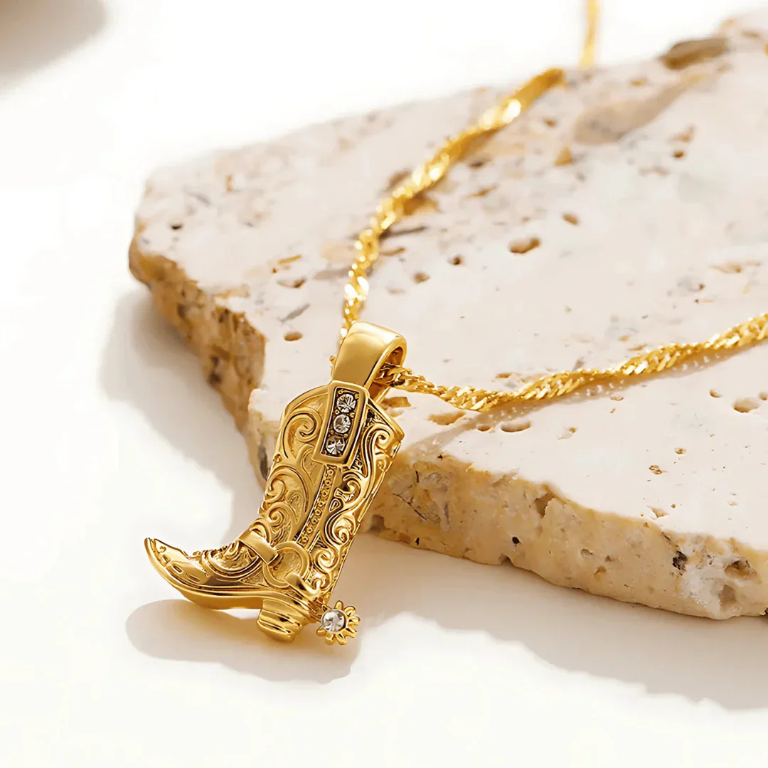 Grace Pendant Necklace | Rhinestone Accents Cowboy Boot Charm Necklace - Image 2