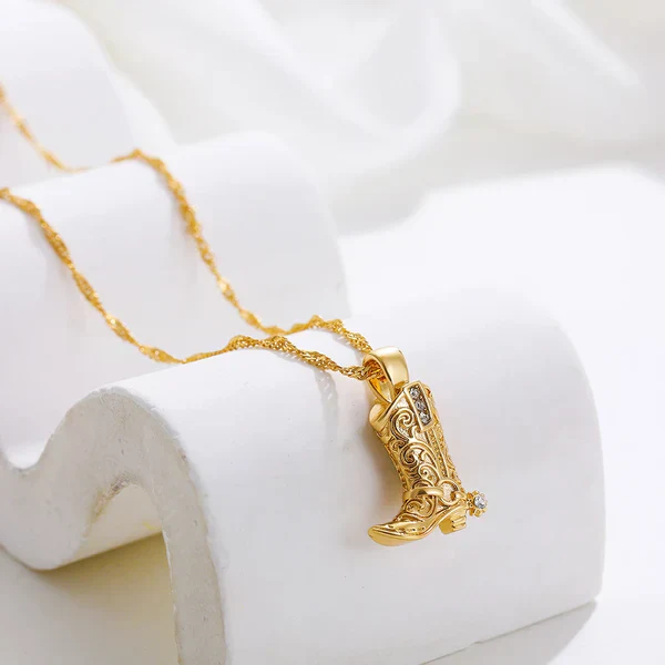 Grace Pendant Necklace | Rhinestone Accents Cowboy Boot Charm Necklace - Image 3