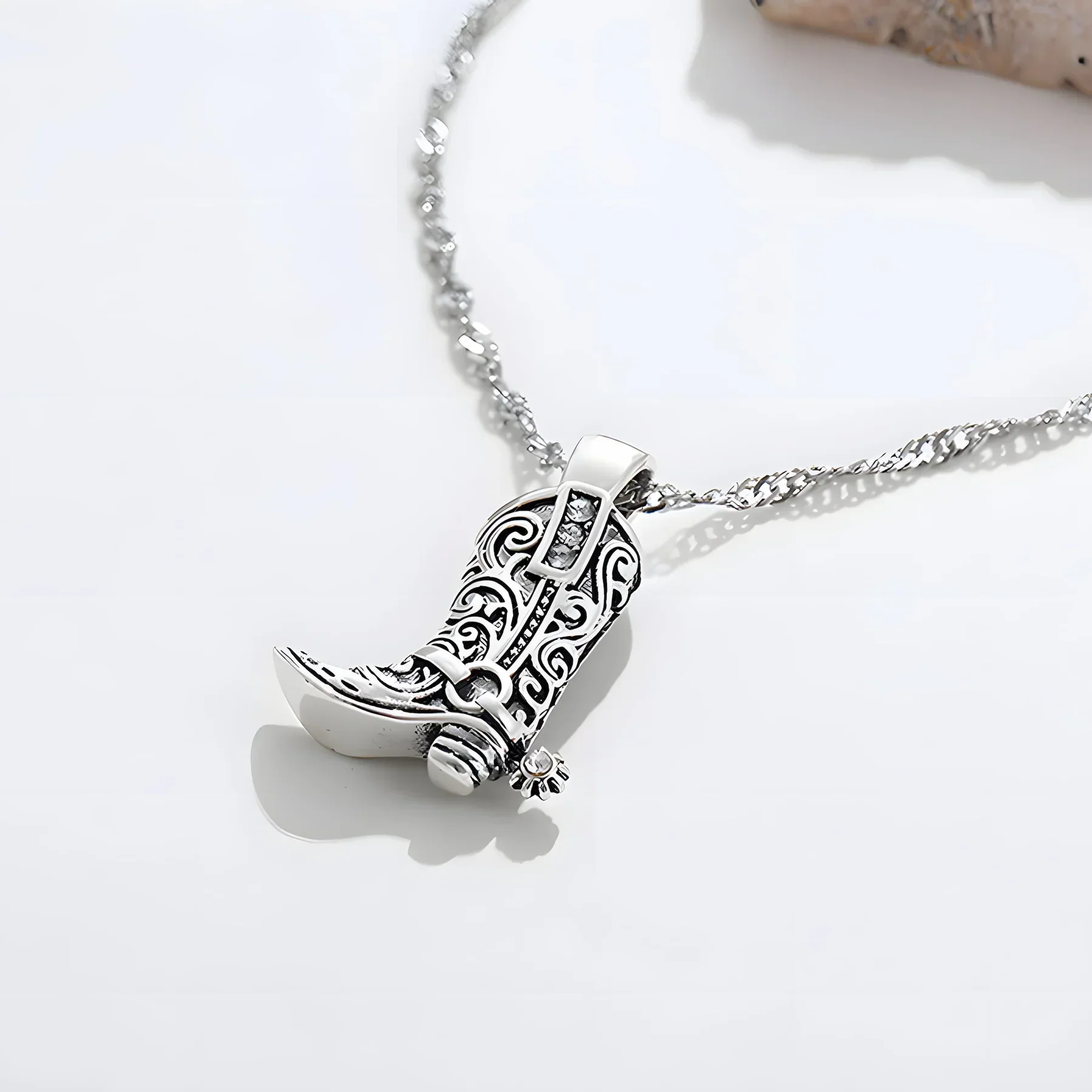 Grace Pendant Necklace | Rhinestone Accents Cowboy Boot Charm Necklace - Image 4