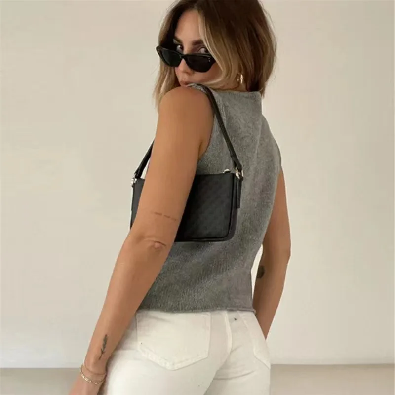Grey sleeveless vest top - Image 2