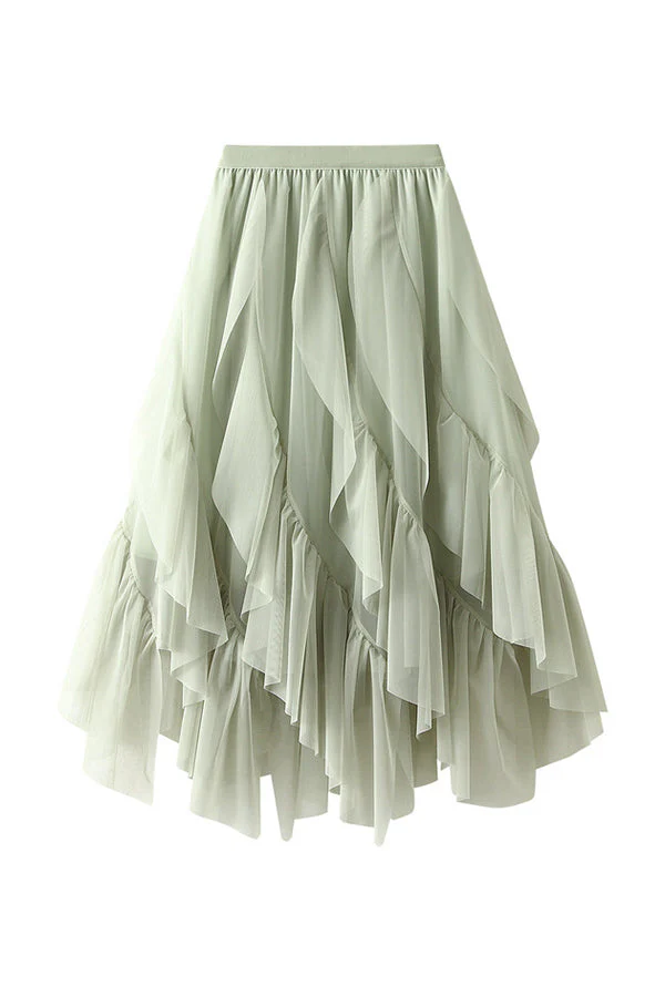 Green midi-skirt with ruffles - Image 4
