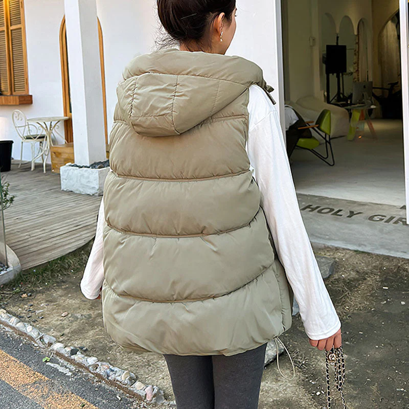 Mid-length thick cardigan with hood for women - Image 8