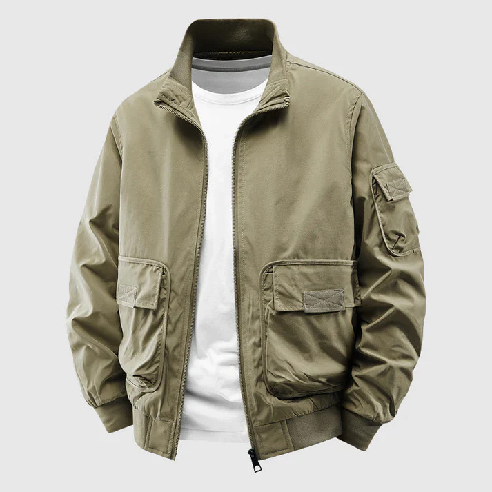 Harry Relaxed Fit Bomber Jacket | Stand-Up Collar Hip-Length Bomber Jacket - Image 2