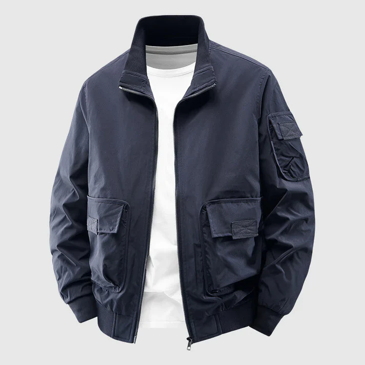 Harry Relaxed Fit Bomber Jacket | Stand-Up Collar Hip-Length Bomber Jacket - Image 3