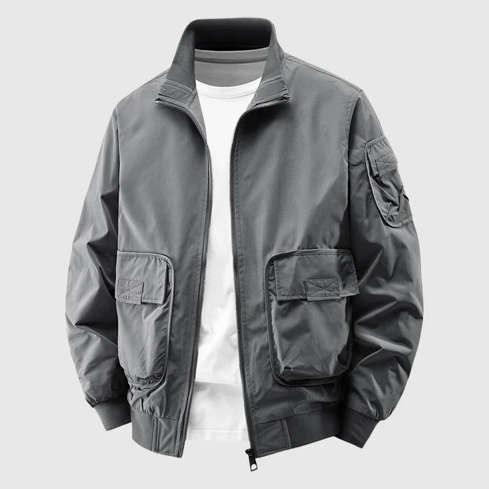 Harry Relaxed Fit Bomber Jacket | Stand-Up Collar Hip-Length Bomber Jacket - Image 4