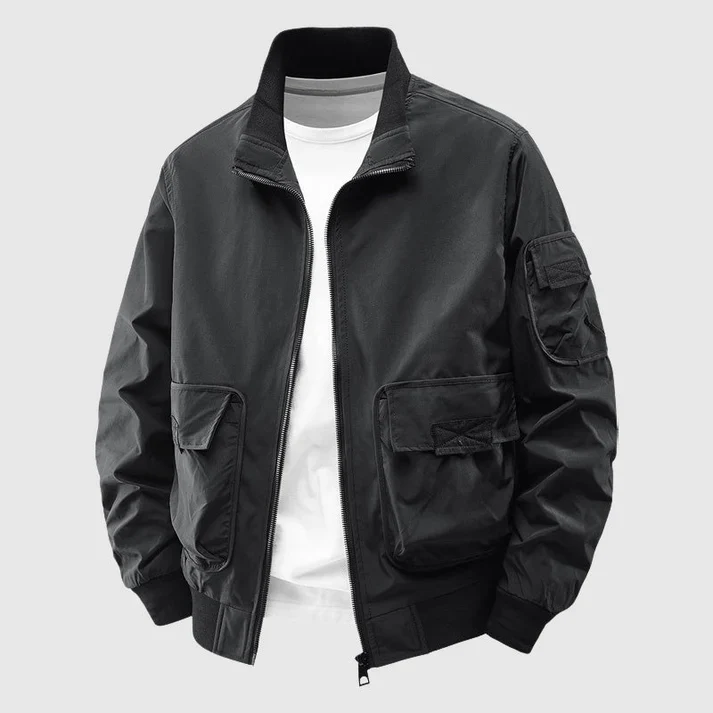 Harry Relaxed Fit Bomber Jacket | Stand-Up Collar Hip-Length Bomber Jacket - Image 5