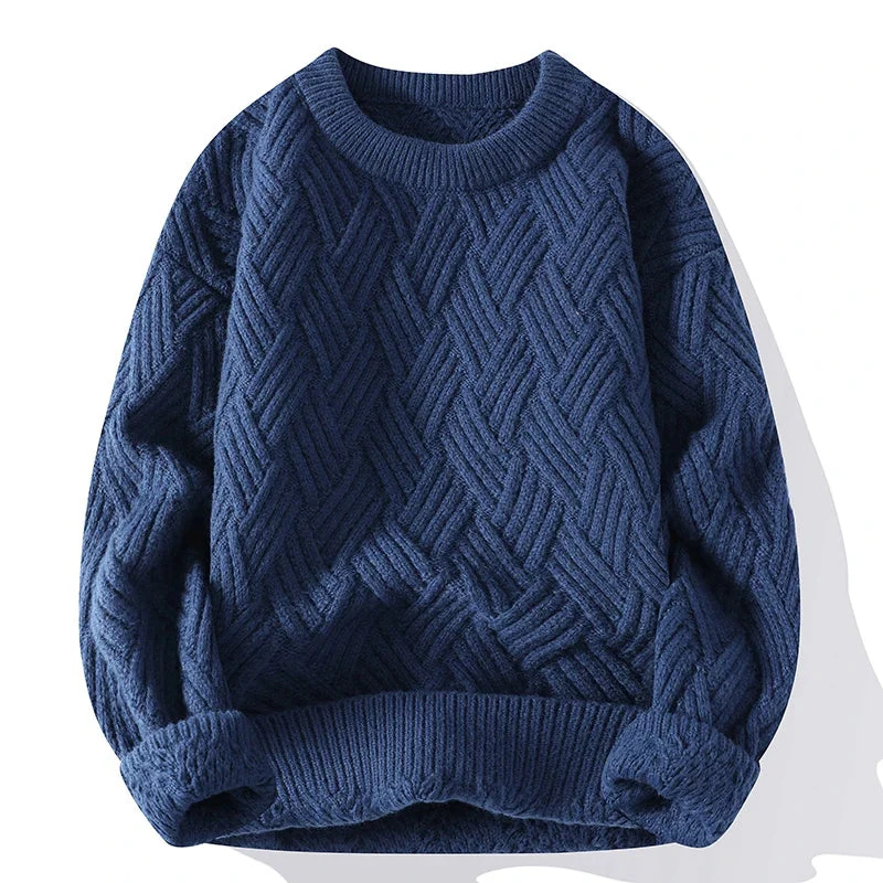 Harry Relaxed Fit Crew Neck Sweater | Geometric Ribbed Cuffs Sweater - Image 2