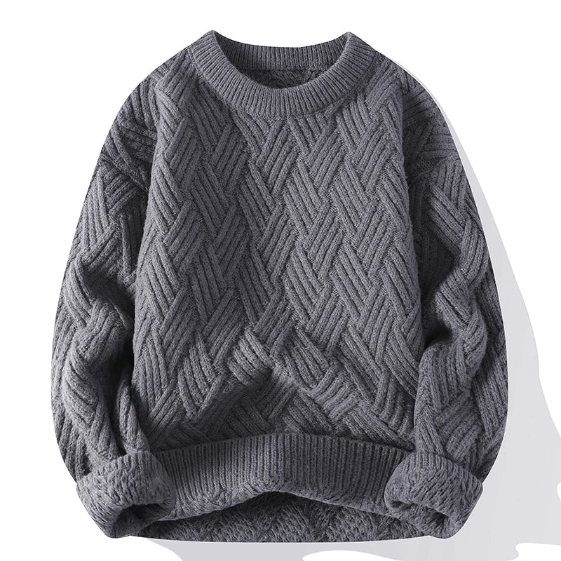 Harry Relaxed Fit Crew Neck Sweater | Geometric Ribbed Cuffs Sweater - Image 3