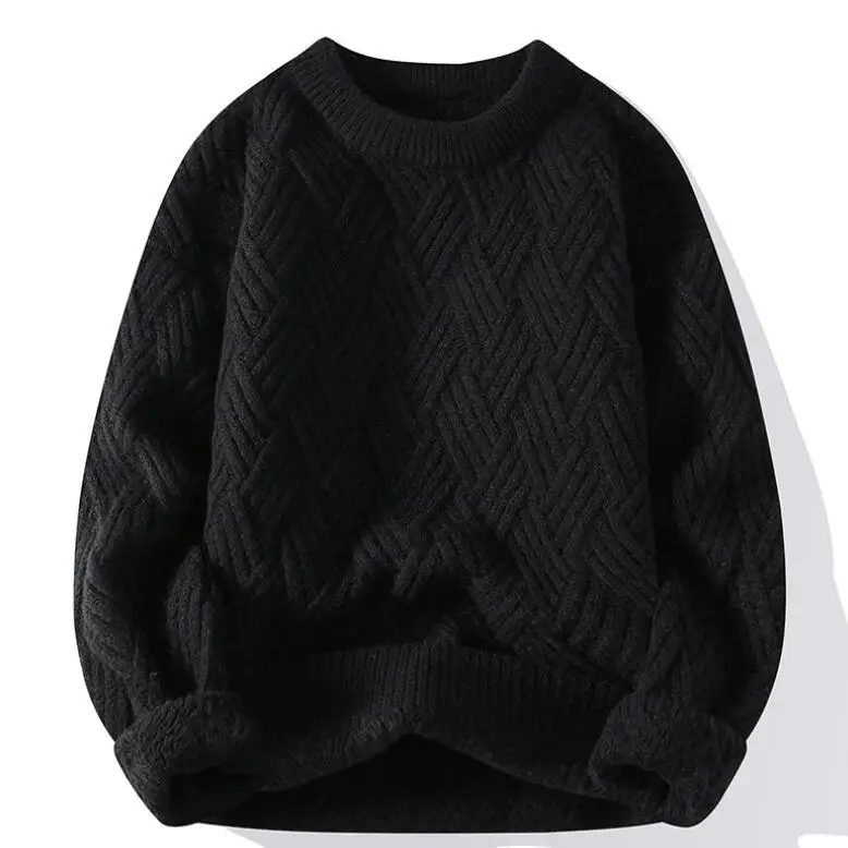 Harry Relaxed Fit Crew Neck Sweater | Geometric Ribbed Cuffs Sweater - Image 4