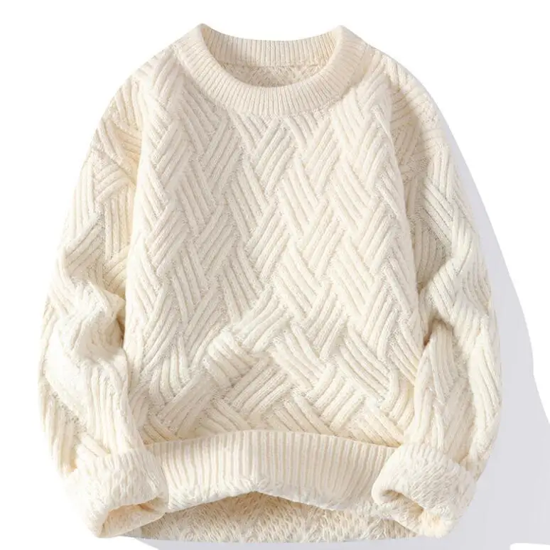 Harry Relaxed Fit Crew Neck Sweater | Geometric Ribbed Cuffs Sweater - Image 5