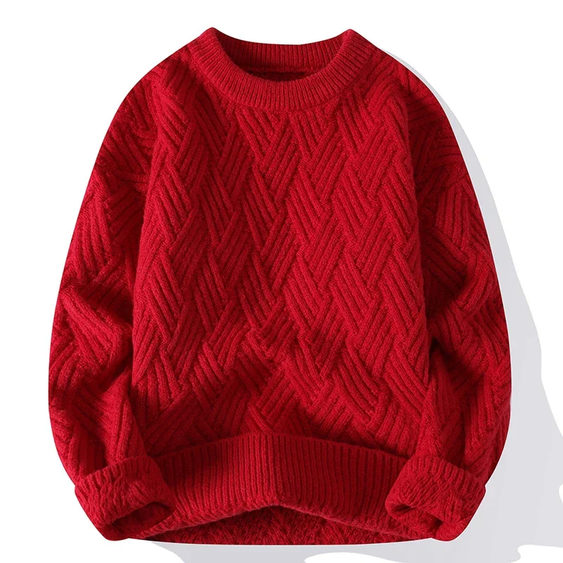 Harry Relaxed Fit Crew Neck Sweater | Geometric Ribbed Cuffs Sweater - Image 7