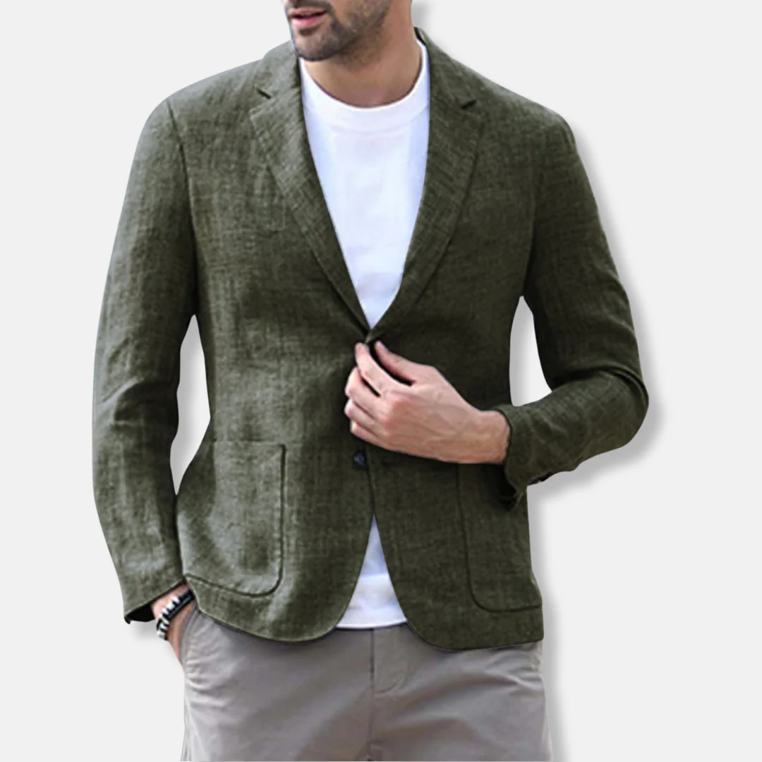 Men's Blazer – Slim Fit – Breathable Fabric – Single-Breasted with Patch Pockets - Image 3
