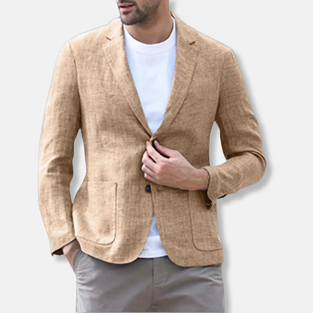 Men's Blazer – Slim Fit – Breathable Fabric – Single-Breasted with Patch Pockets - Image 4