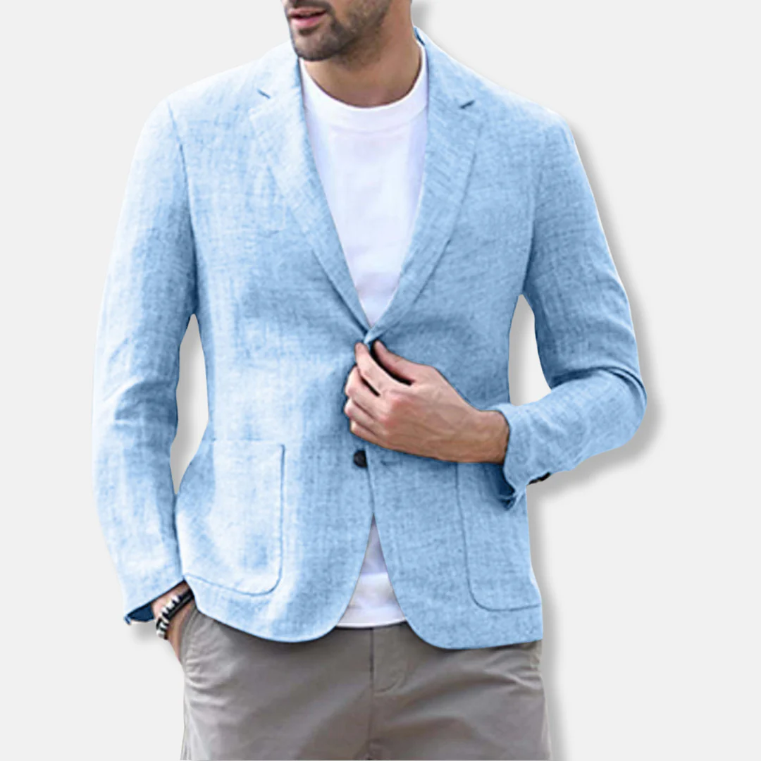 Men's Blazer – Slim Fit – Breathable Fabric – Single-Breasted with Patch Pockets - Image 5