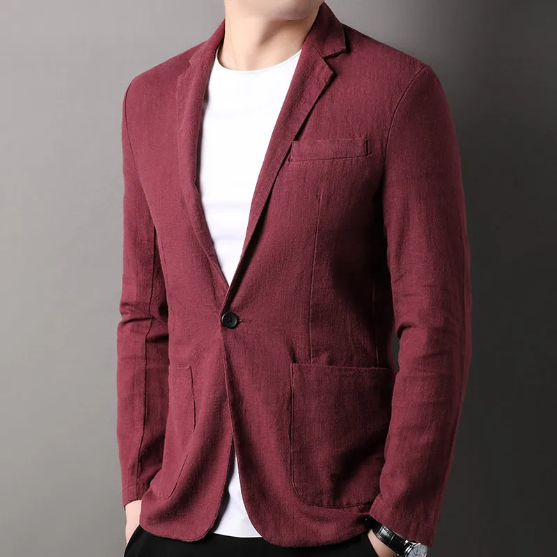 Men's Blazer – Slim Fit – Natural Textile – Single Button Closure – Semi-Formal - Image 3