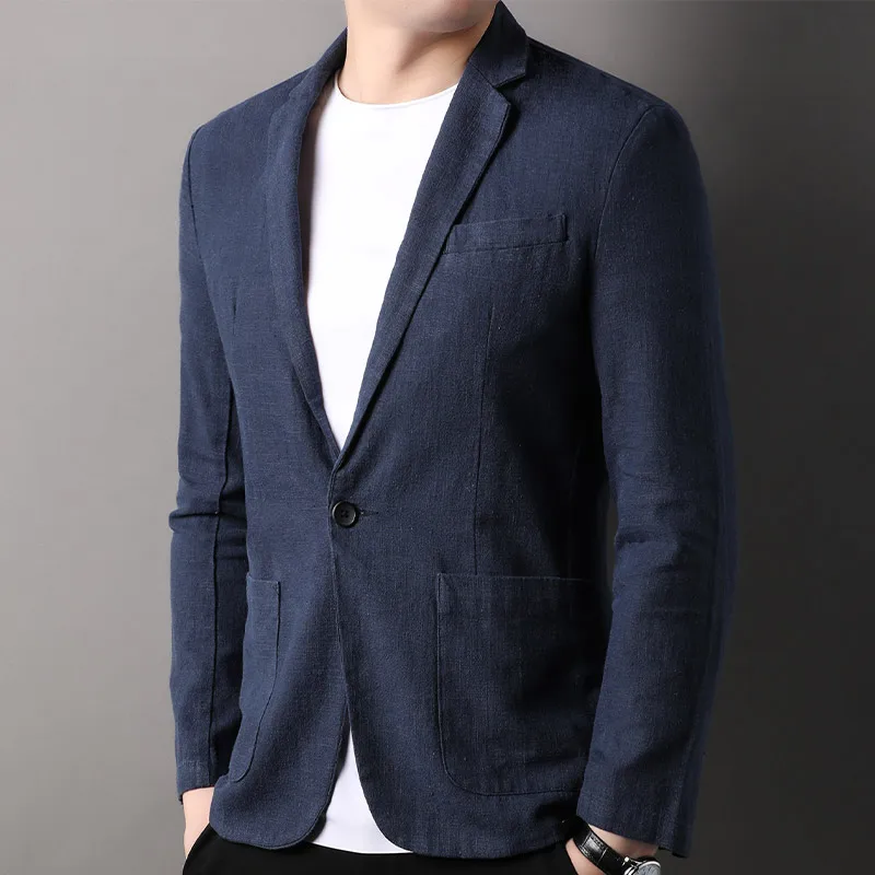Men's Blazer – Slim Fit – Natural Textile – Single Button Closure – Semi-Formal - Image 4