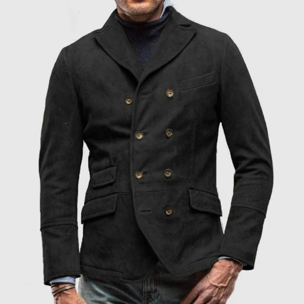Men's Blazer – Slim Fit – Suede Look – Double-Breasted – Notched Lapel - Image 3