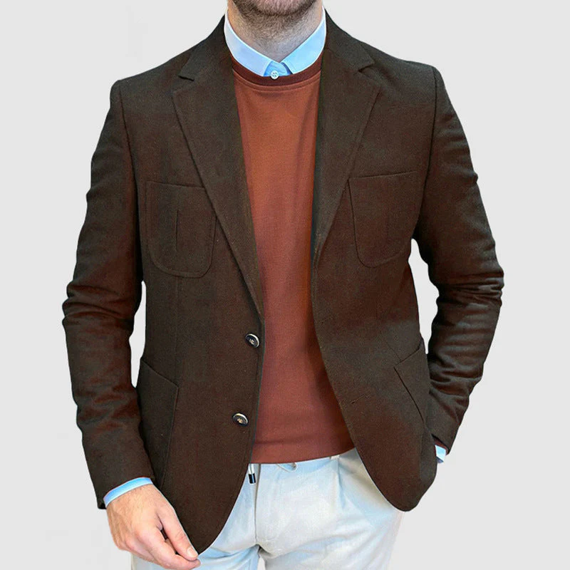 Men's Blazer – Tailored Fit – Wool Mix – Double-Breasted – Notch Lapel – Hip Length - Image 3