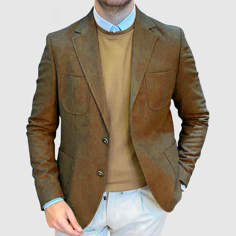 Men's Blazer – Tailored Fit – Wool Mix – Double-Breasted – Notch Lapel – Hip Length - Image 4