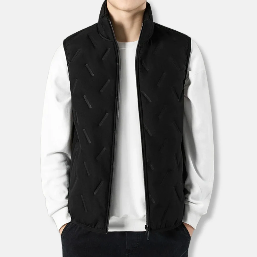 Men's Bodywarmer – Padded – Chevron Stitching – Stand-up Collar – Regular Fit – Sleeveless