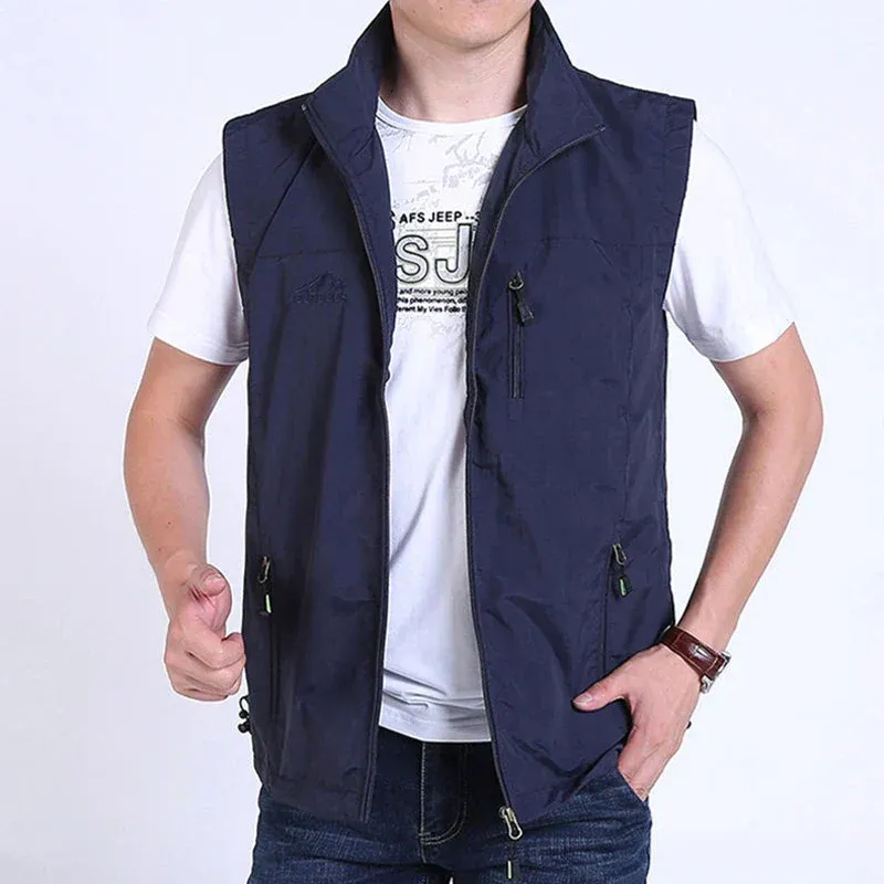 Men's Bodywarmer – Straight Fit – Lightweight – High Collar – Zipped Pockets - Image 3