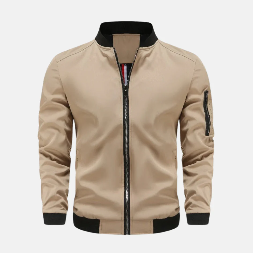 Men's Bomber Jacket – Regular Fit – Lightweight – Zipper Closure – Sleeve Pocket with Zipper - Image 3