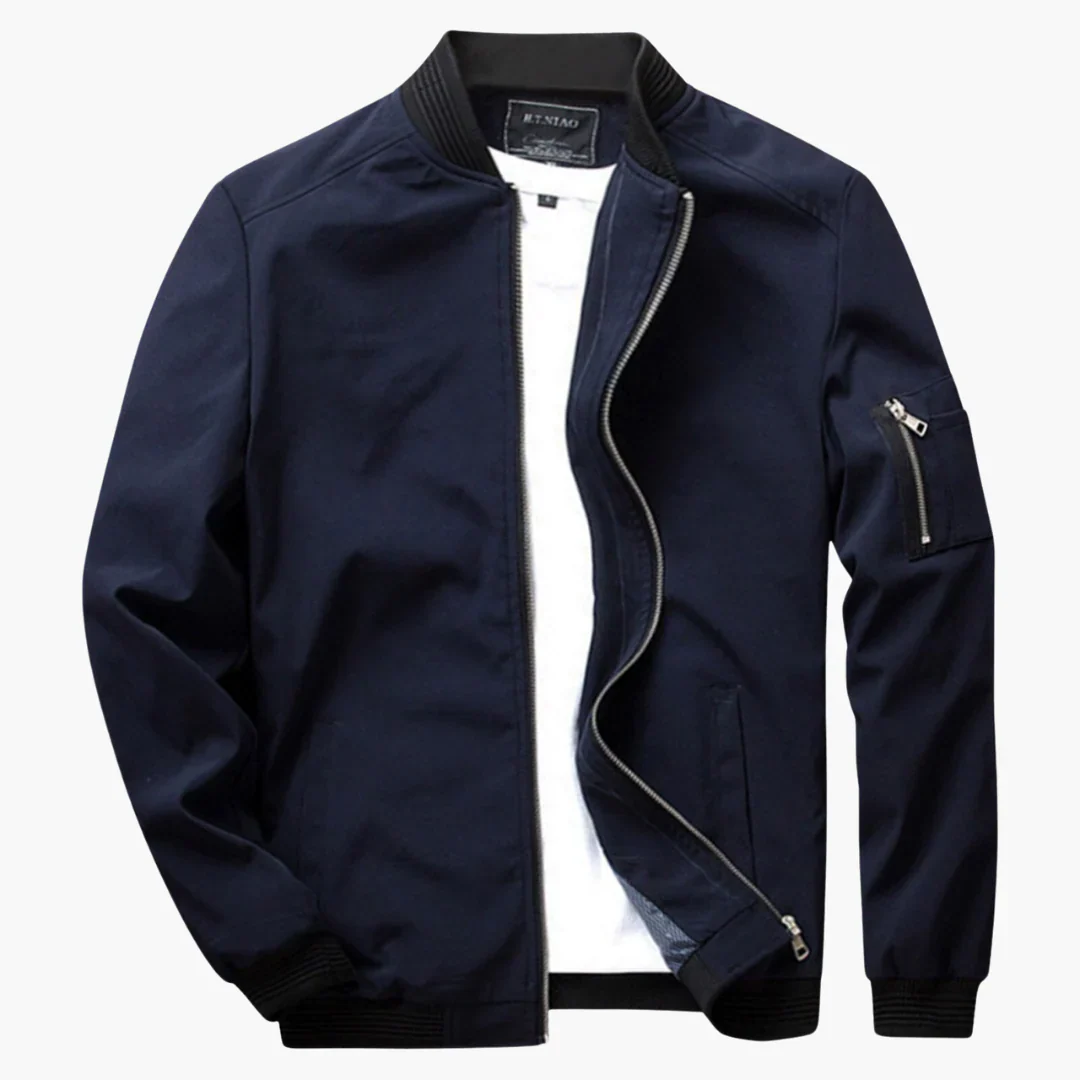 Men's bomber jacket – Regular fit – Ribbed trims – Sleeve pocket with zipper – Casual style - Image 3