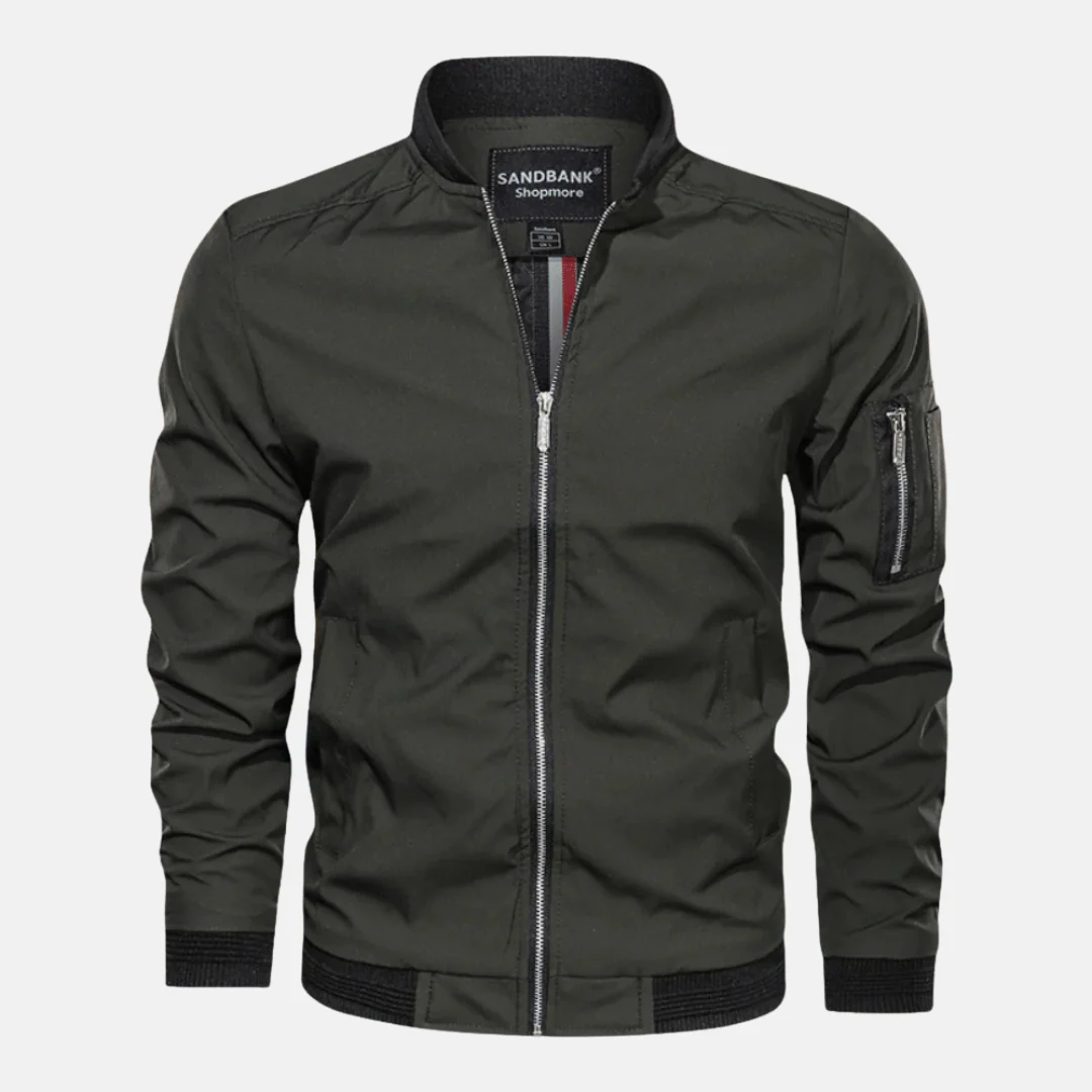 Men's Bomber Jacket – Regular Fit – Ribbed Collar – Sleeve Pocket with Zipper – Casual Jacket - Image 3