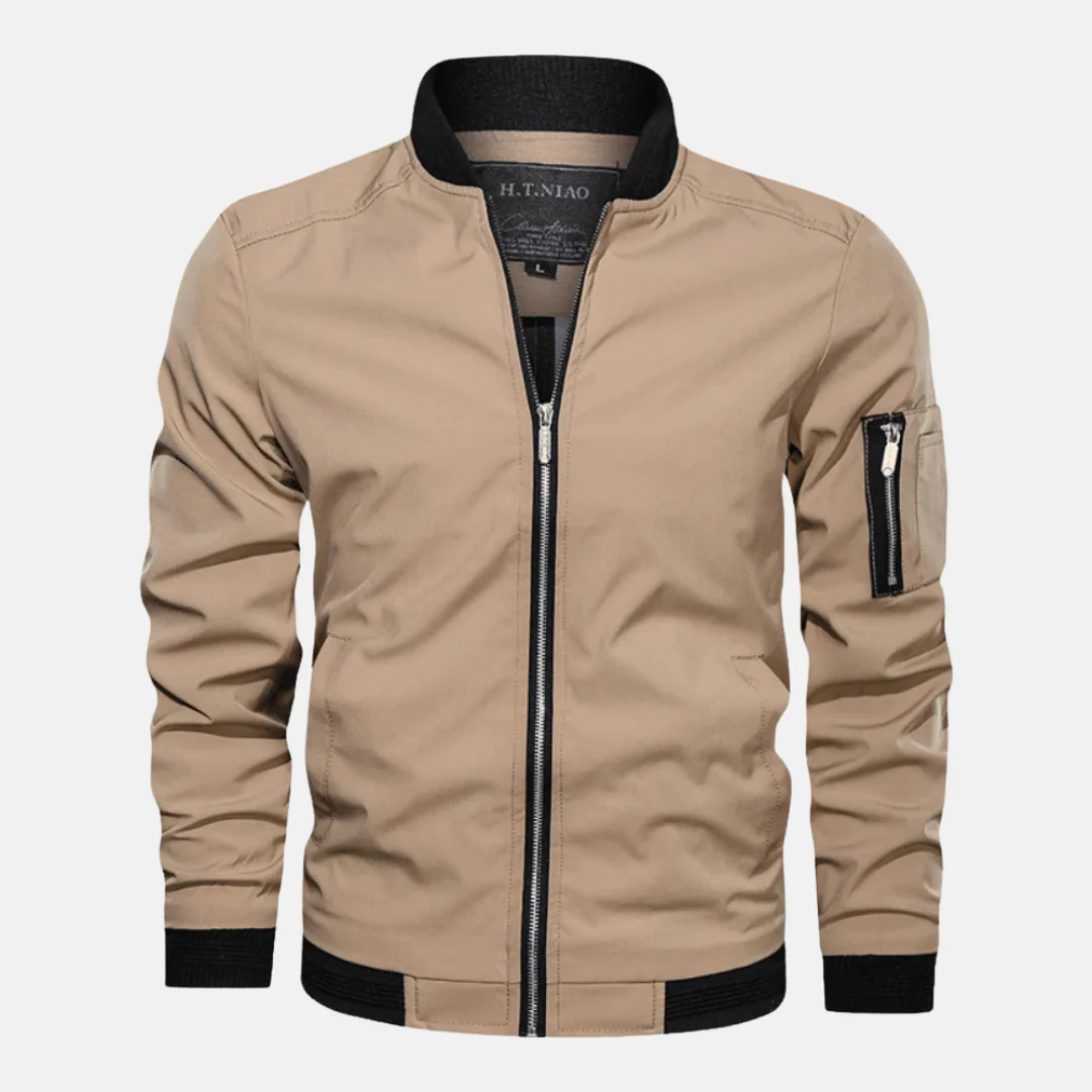 Men's Bomber Jacket – Regular Fit – Ribbed Collar – Sleeve Pocket with Zipper – Casual Jacket - Image 4