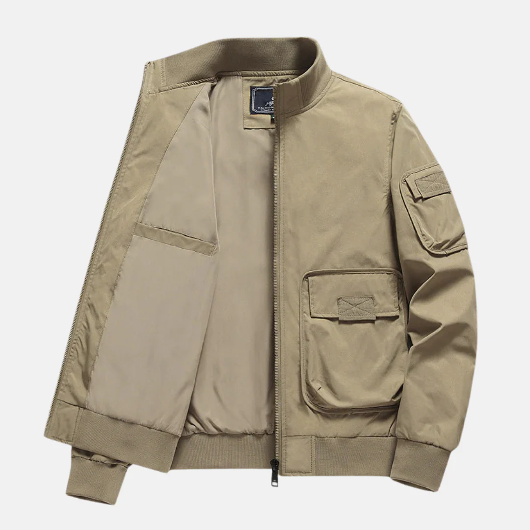 Men's Bomber Jacket – Relaxed Fit – Ribbed Trims – Patch Pockets – Full Zip Closure - Image 5