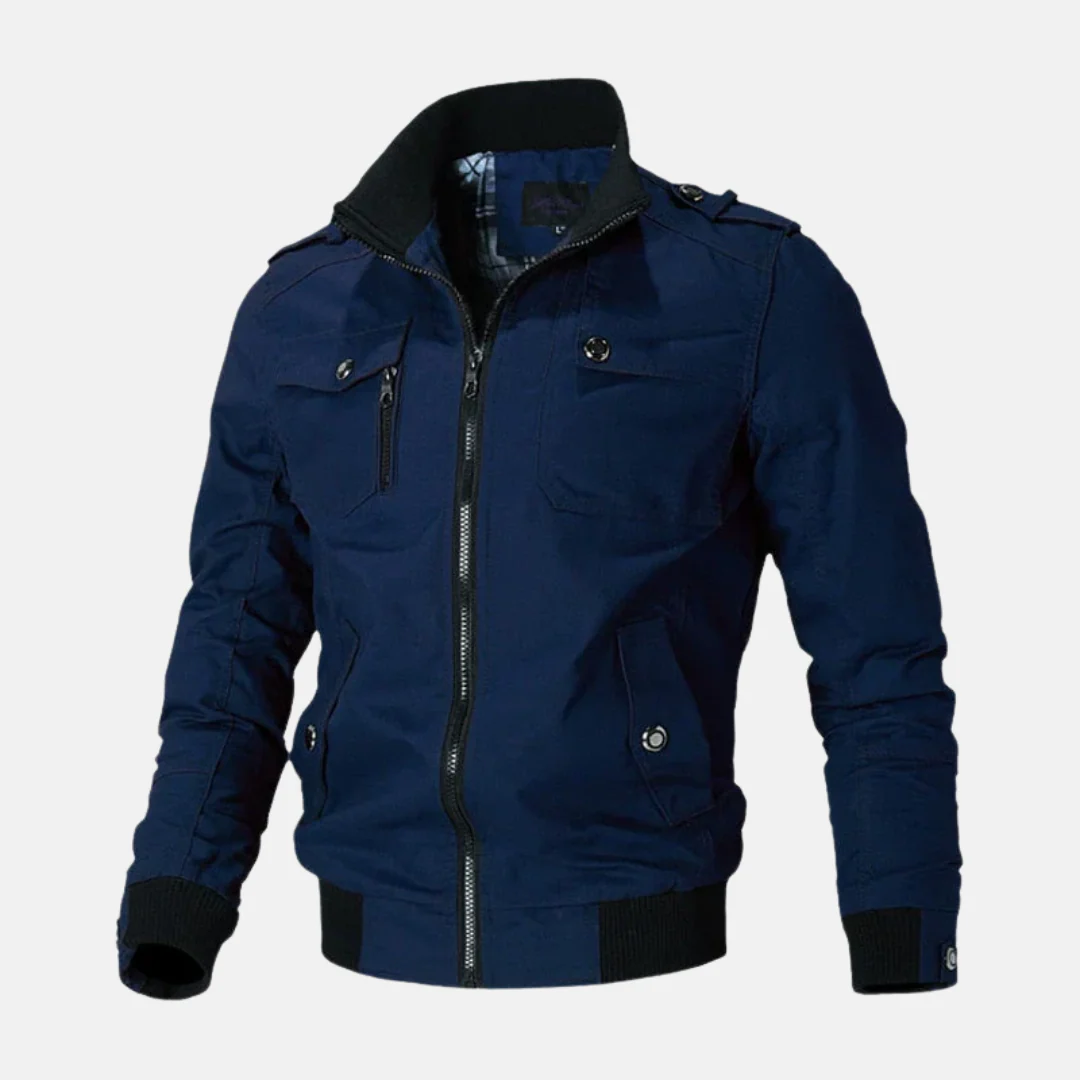 Men's Bomber Jacket – Slim Fit – Structured Silhouette – Pockets with Zipper Closure – Epaulettes - Image 2