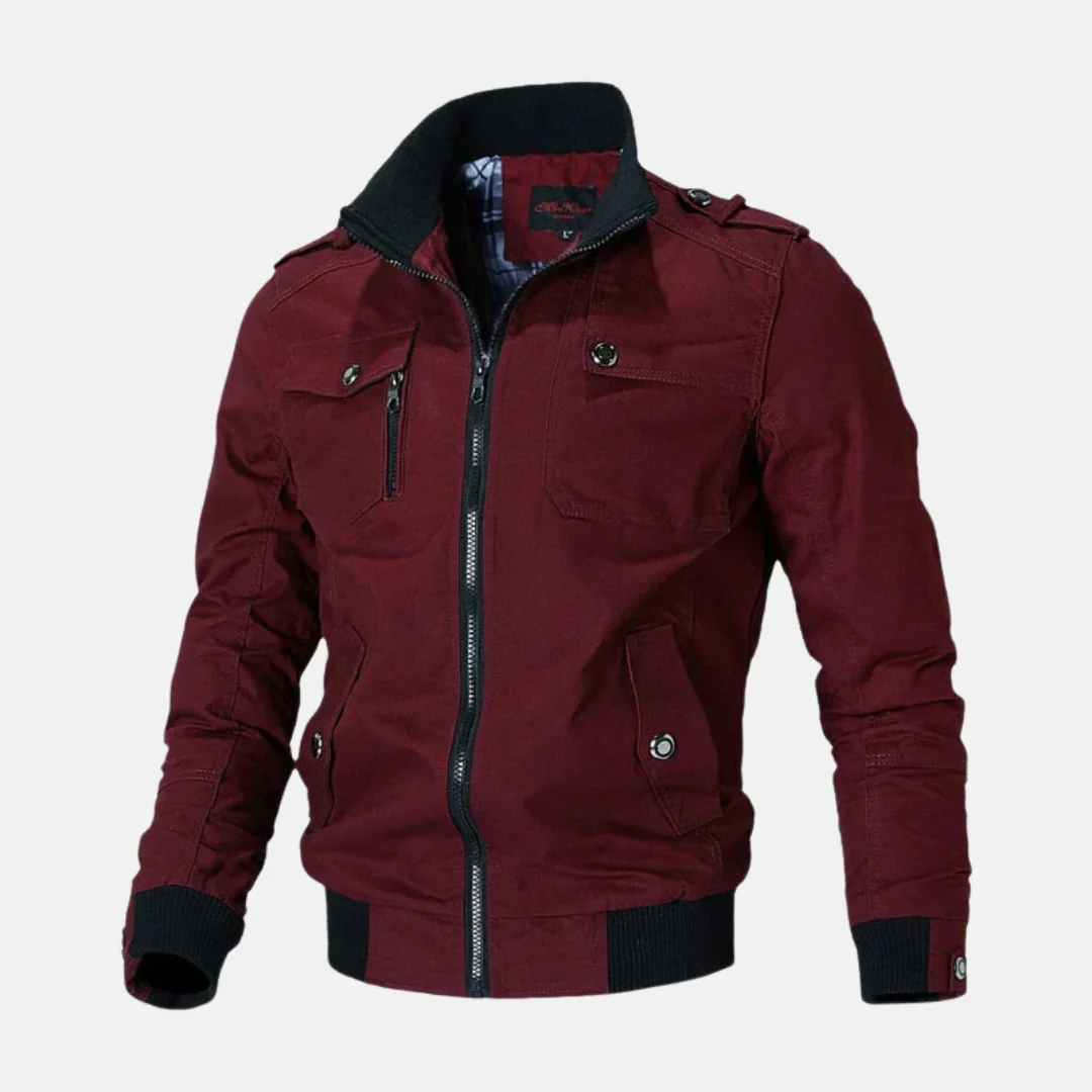 Men's Bomber Jacket – Slim Fit – Structured Silhouette – Pockets with Zipper Closure – Epaulettes - Image 5