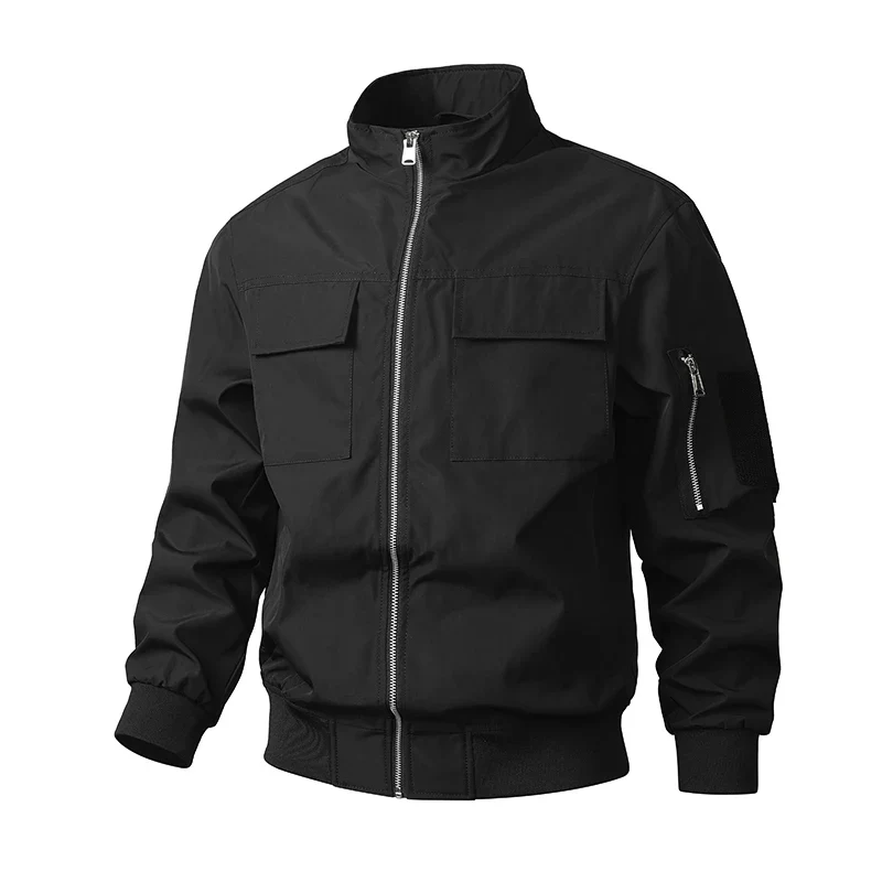 Men's bomber jacket – Slim fit – Windproof – Stand-up collar – Ribbed cuffs – Pockets - Image 2