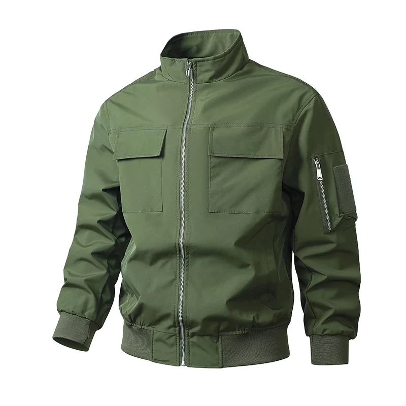 Men's bomber jacket – Slim fit – Windproof – Stand-up collar – Ribbed cuffs – Pockets - Image 3