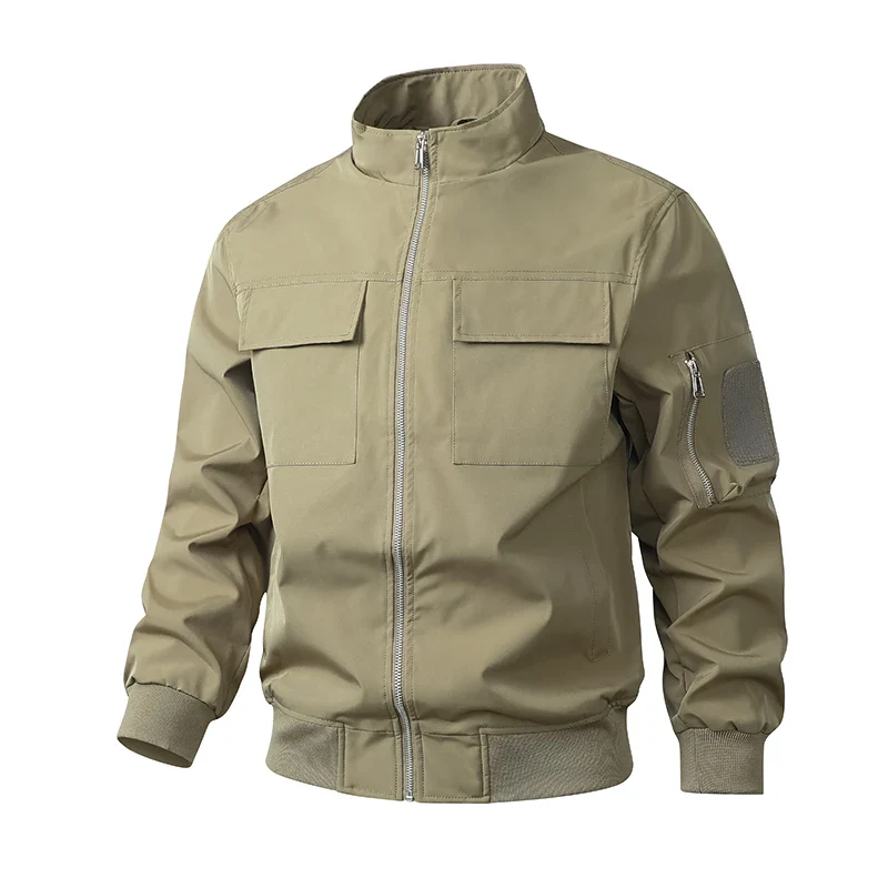 Men's bomber jacket – Slim fit – Windproof – Stand-up collar – Ribbed cuffs – Pockets - Image 4