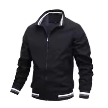 Men's Bomber Jacket – Windproof – Relaxed Fit – Ribbed Cuffs – Zipper Closure - Image 3