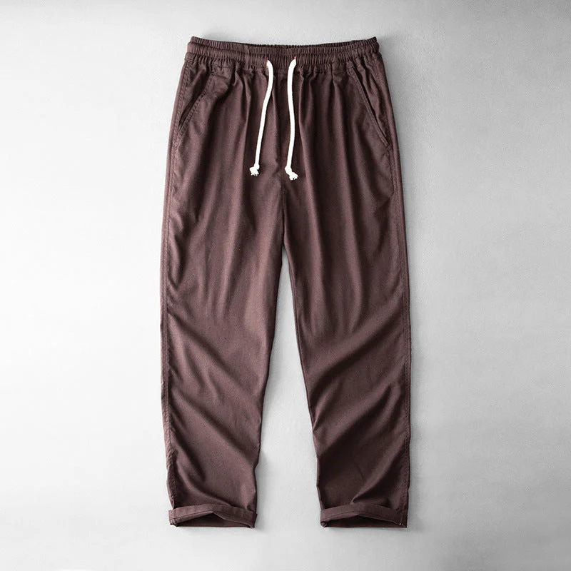 Men's Pants – Linen Blend – Loose Fit – Straight Leg – Elastic Waist – Casual - Image 5