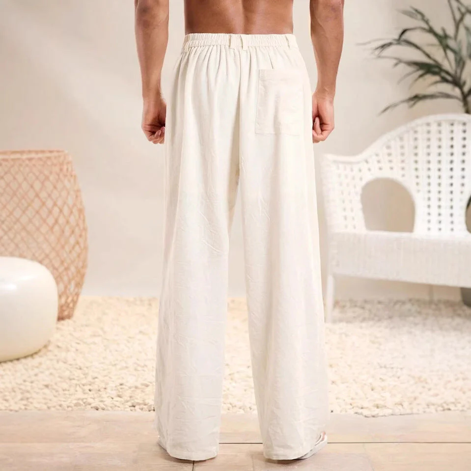 Men's Pants – Relaxed Fit – Breathable Natural Fabric – Elastic Waist – Full Length - Image 2